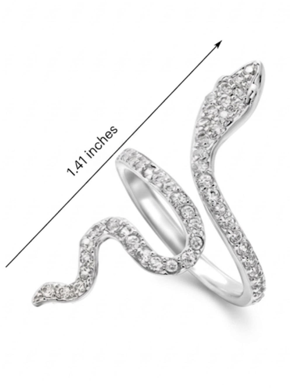 Silver Crystal Snake Ring 1.41” Wrap Around Serpent Statement Ring NWT - Picture 4 of 4